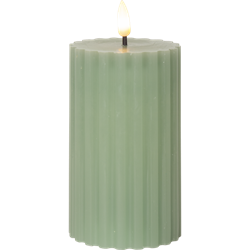 Bild von Flamme Stripe Stumpenkerzen grün 7.5x15cm