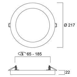 Zeige Details für Start Downlight 5in1 18W/3000-4000-6500K LochØ 65-185mm Bild von Start Downlight 5in1 18W/3000-4000-6500K LochØ 65-185mm