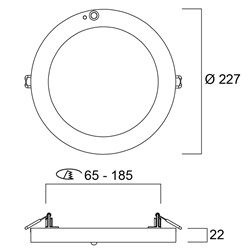 Zeige Details für Start Eco  Downlight PIR 18W/3000-4000-6500K LochØ 65-185mm Bild von Start Eco  Downlight PIR 18W/3000-4000-6500K LochØ 65-185mm
