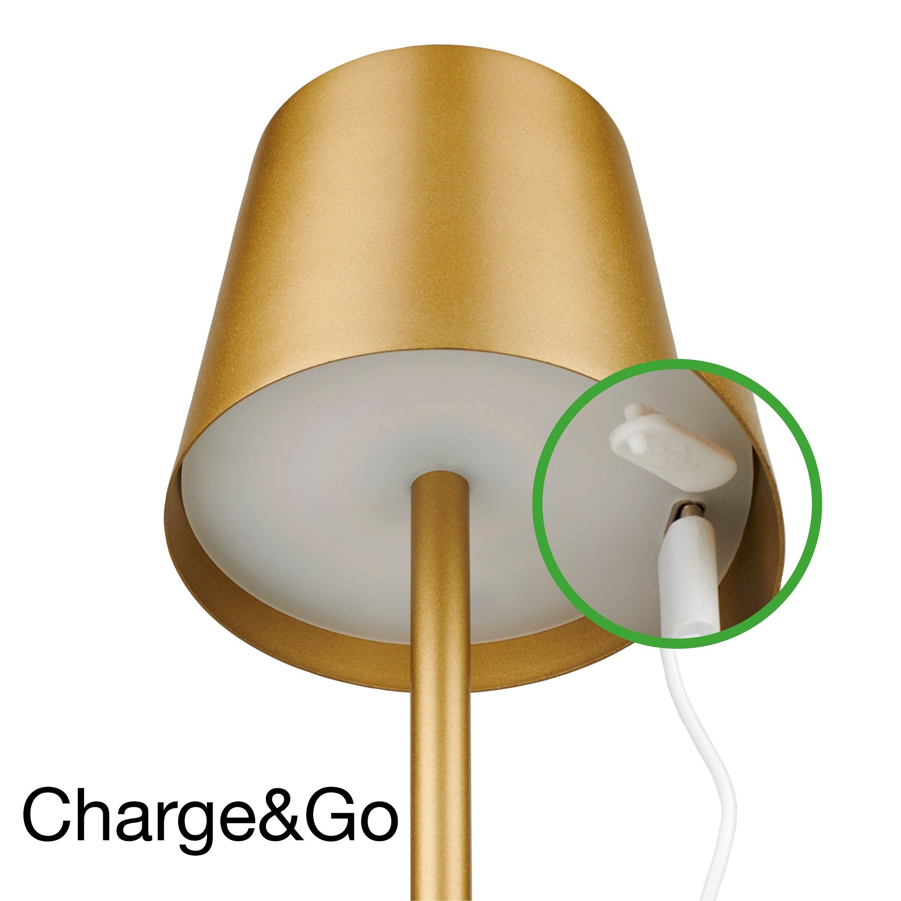 Heule Lampen AG. LED Tischleuchte Charge & Go gold, IP54