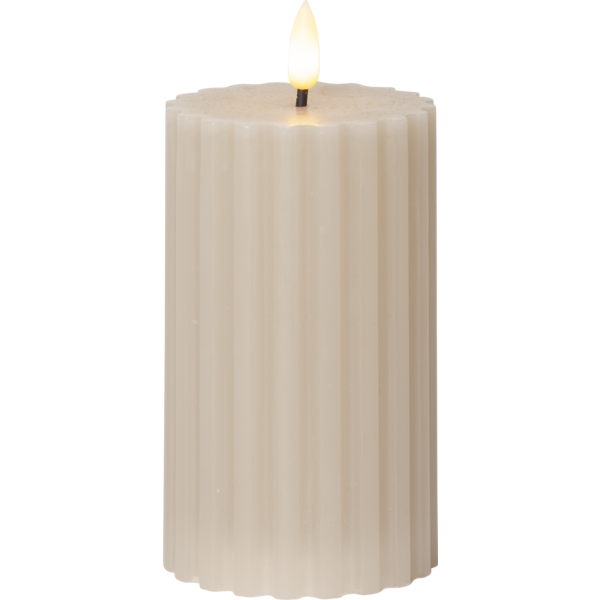 Bild von Flamme Stripe Stumpenkerzen beige 7.5x15cm