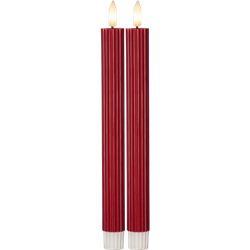 Bild von Flamme Stripe Stumpenkerzen rot 2.1x25cm 2er-Set