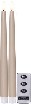 Bild von LED Flamme Slim Stabkerzen beige 2.1x28.5 cm 2er-Set