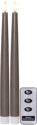 Bild von Flamme Slim Stabkerzen (mole) graubraun 2.1x28.5 cm 2er-Set