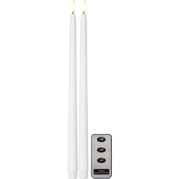 Bild von Flamme Slim Stabkerzen 061-59 weiss 2.1x38cm 2er-Set