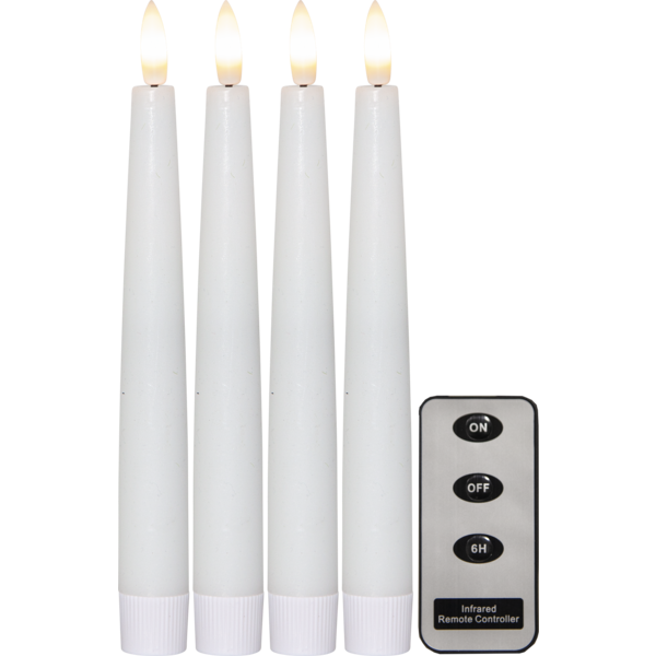 Bild von Flamme Slim Stabkerzen 063-58 weiss 2.1x20cm 4er-Set