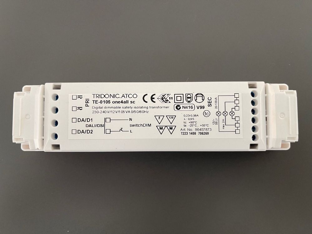 Bild von Tridonic TE-0105 one4all sc Elektronischer Trafo 12V 105VA Digital dimmbar