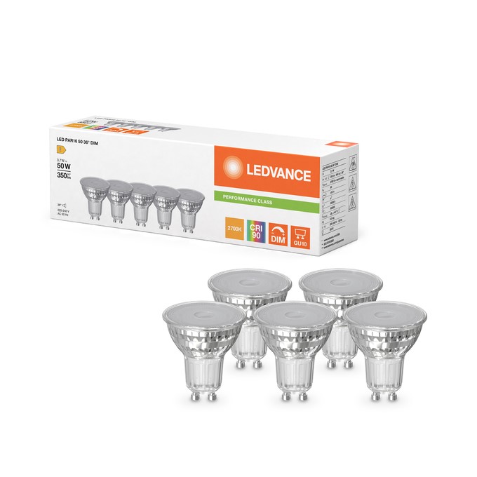 Bild von LED PAR16 50 36° DIM P 4.5W 927 GU10 5er-Set