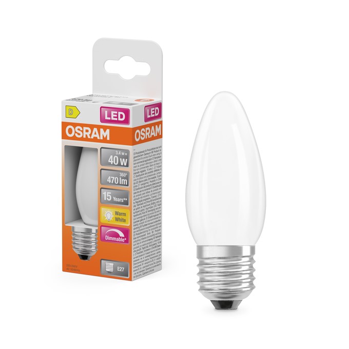 Bild von LED Classic B40 klar 240V 3.4W/827 E27 DIM