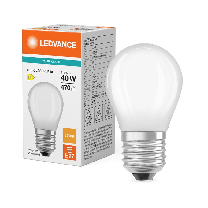 Bild von LED Classic P40 Fil matt 240V 3.4W/2700K E27