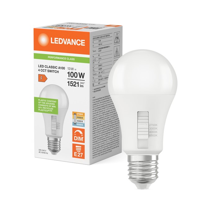 Bild von LED CLASSIC A100 DIM CCT SELECT P 13W E27 827/830/840/865 FROSTED