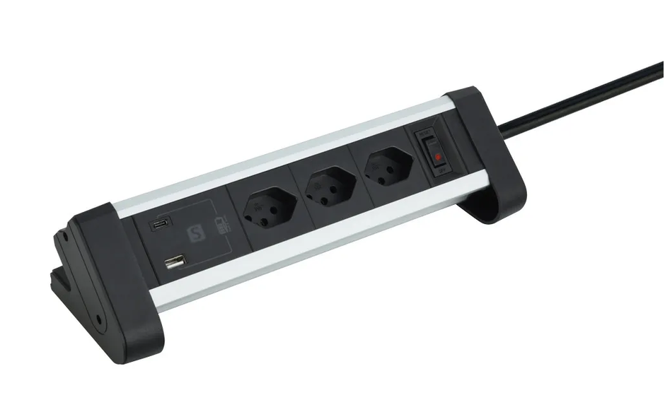 Bild von Steckdosenleiste Alu Desktop USB-C