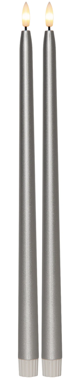Bild von Flamme Metal 060-35 Stabkerzen silber 2.1x39cm 2er-Set