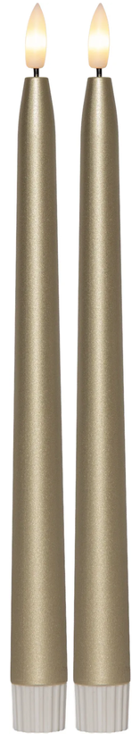 Bild von Flamme Metal 060-32 Stabkerze gold 2.1x28.5cm 2er-Set
