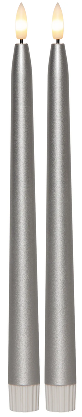 Bild von Flamme Metal 060-34 Stabkerze silber 2.1x28.5cm 2er-Set