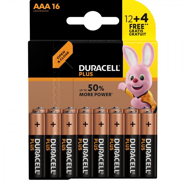 Bild von Duracell plus LR03 MN2400 AAA 1,5V 16-er Blister 12+4 Gratis
